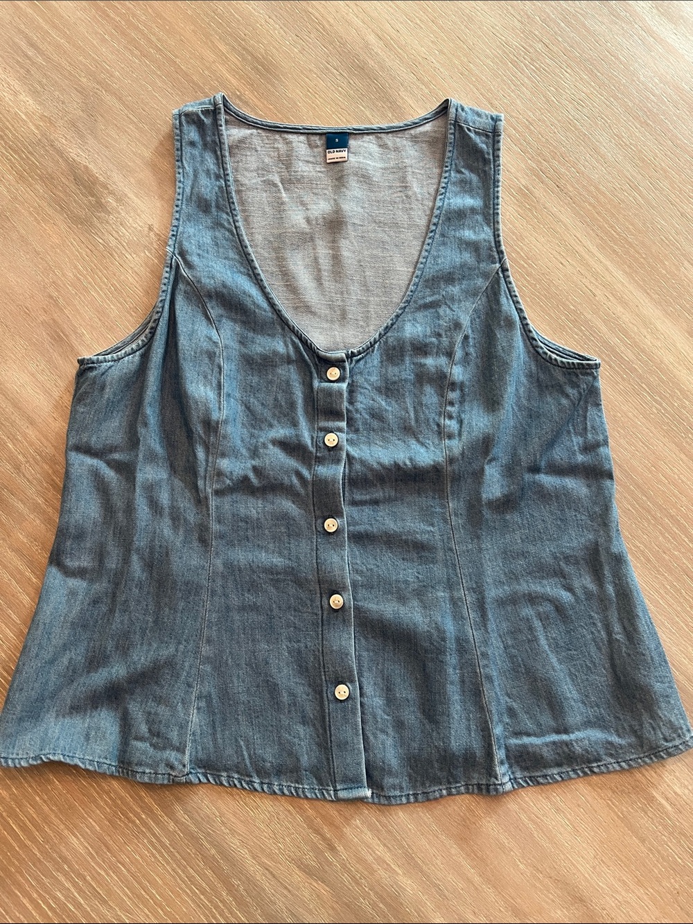 Old Navy Denim Button-Front Tank Top - Blue